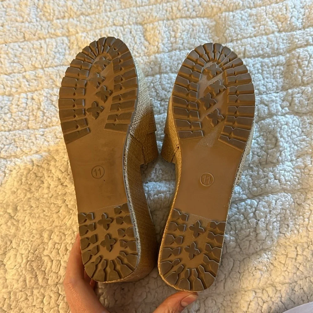 a new day Woven Slide Wedge Sandals in Tan size 11